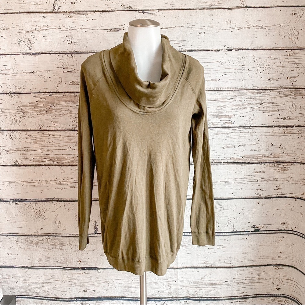 Three Dots green cowl neck sweater